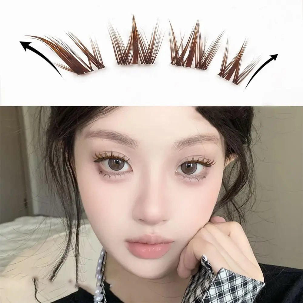 80 pièces faux cils sans colle Caramel brun renard et chien Style Manga cils auto-adhésif bricolage Extension de cils pour les femmes