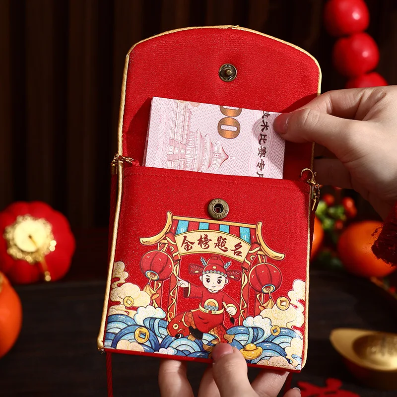 1pc 11x12cm Chinese New Year Red Envelopes Blessing Lucky Money Bag Cloth Pocket Creative Lucky Money Spring Festival Items