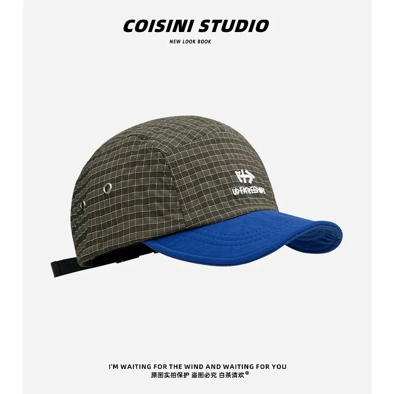 Neue, farblich abgesetzte, karierte, bestickte Baseballkappe mit weichem Oberteil und schnelltrocknendem Material für Damen und Herren, Sonnenschutz für Frühling und Sommer. – Detail 3