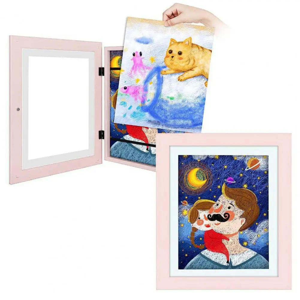 Photo Frame Front Opening Changeable Magnetic Seal Kids A4 Art Frame Picture Display Container Home Decor