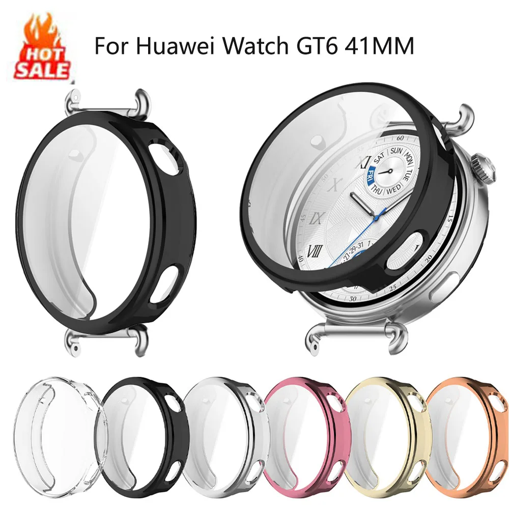 Soft Silicone Case For Huawei Watch GT6 41 46mm Smartwatch TPU Transparent Protective Case Shell Frame Cover Watch Accessories