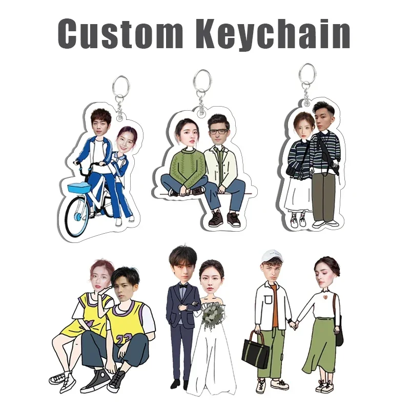 Customized Couple Keychain Lover Photo Key Chain Cute Pendant Accessories Decor Collect Gifts for Boyfriend Girlfriend