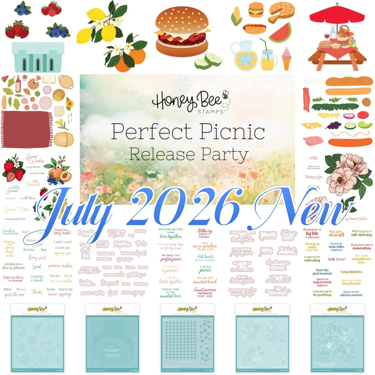 Hamburger Perfect Picnic Release Party Metal Cutting Dies Clear Stamps Stencil For DIY Decorating Scrapbook Paper July 2026 New