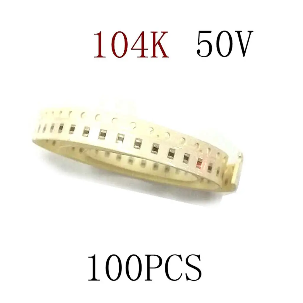 Chip Capacitor Kit 100 Values SMD 0805 104K X7R Ceramic 50V 0.1UF for Audio Equipment