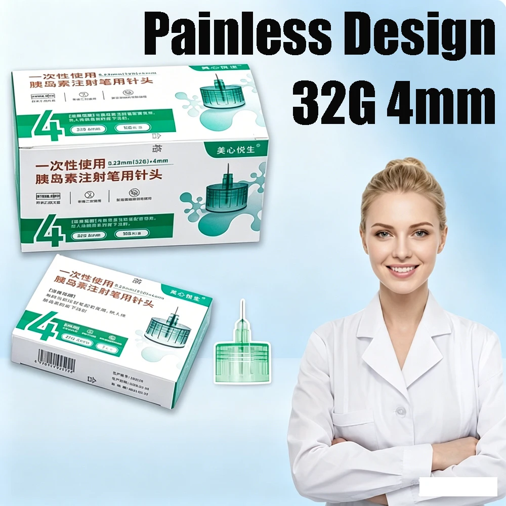 32G 4mm Low Pain Universal Insulin Pen Needles Ultra-Thin Fine Gauge Insulin Needles Insulin Injector Diabetes