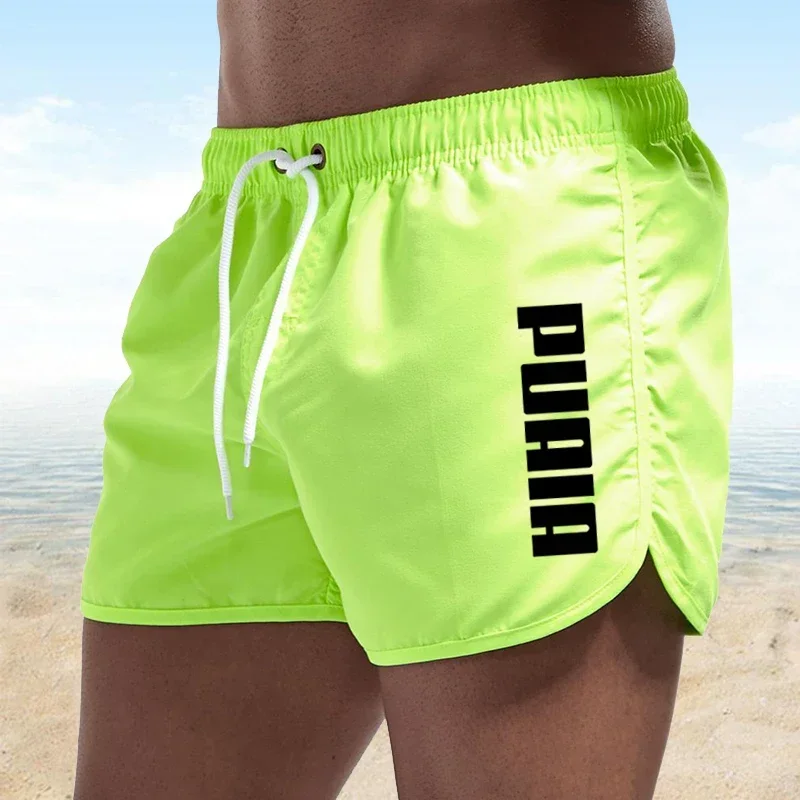 2025 Quick dry men's surfboard lace-up loose shorts Casual sports Gym running pants Summer swimming trunks Beach shorts