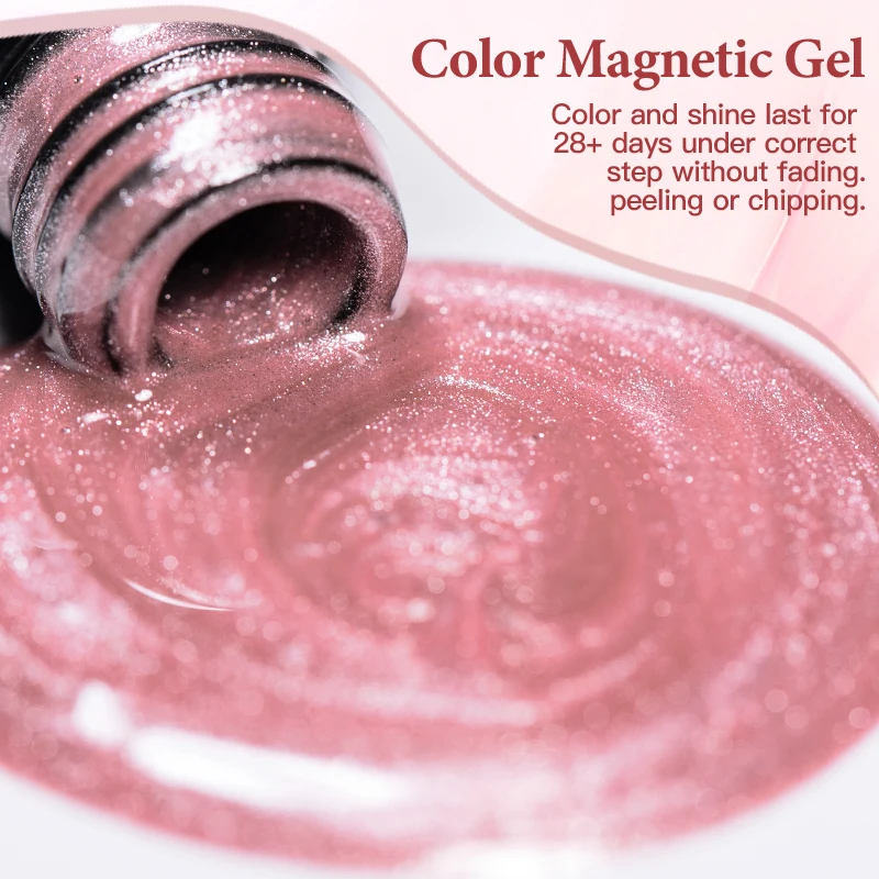 7ml Pink Cat Magnetic Gel Nail Polish Blue Green Sparkling Glitter Glass Bead Semi Permanent Soak Off UV Gel Varnish Manicure