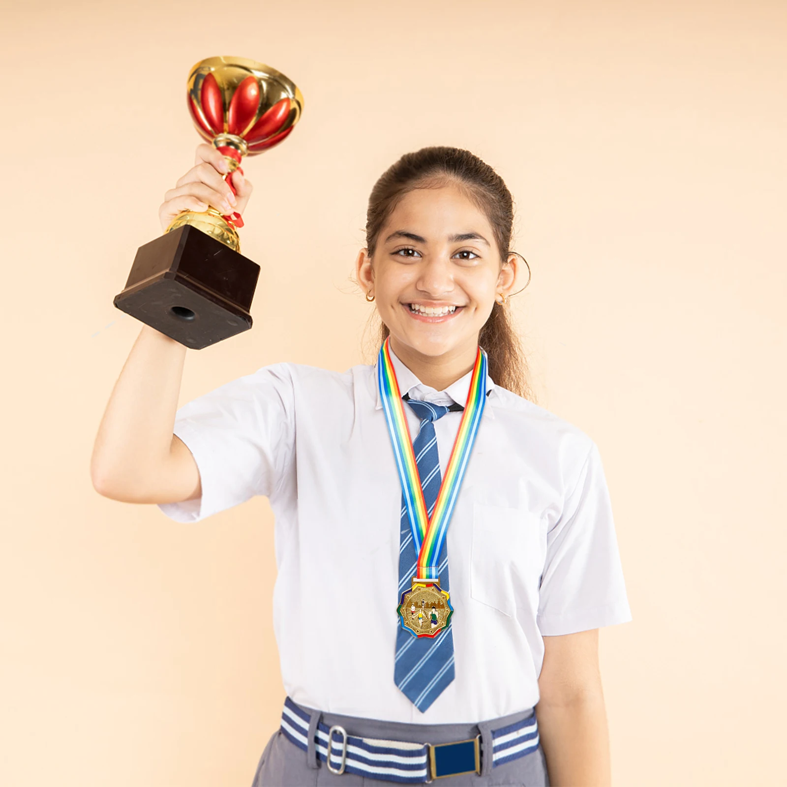 

3pcs Running Medals Zinc Alloy Metal Sports Award For Blank Ribbon Prize Winner With Lanyard Durable Versatile Use Outdoor