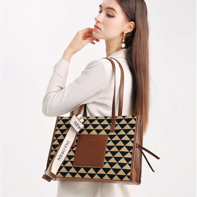 

Checkerboard Tote Bag 2023 New Women's Bag Luxury Design Large Capacity Handbag VIP Shoulder Bag Style Interior Decoration Shape