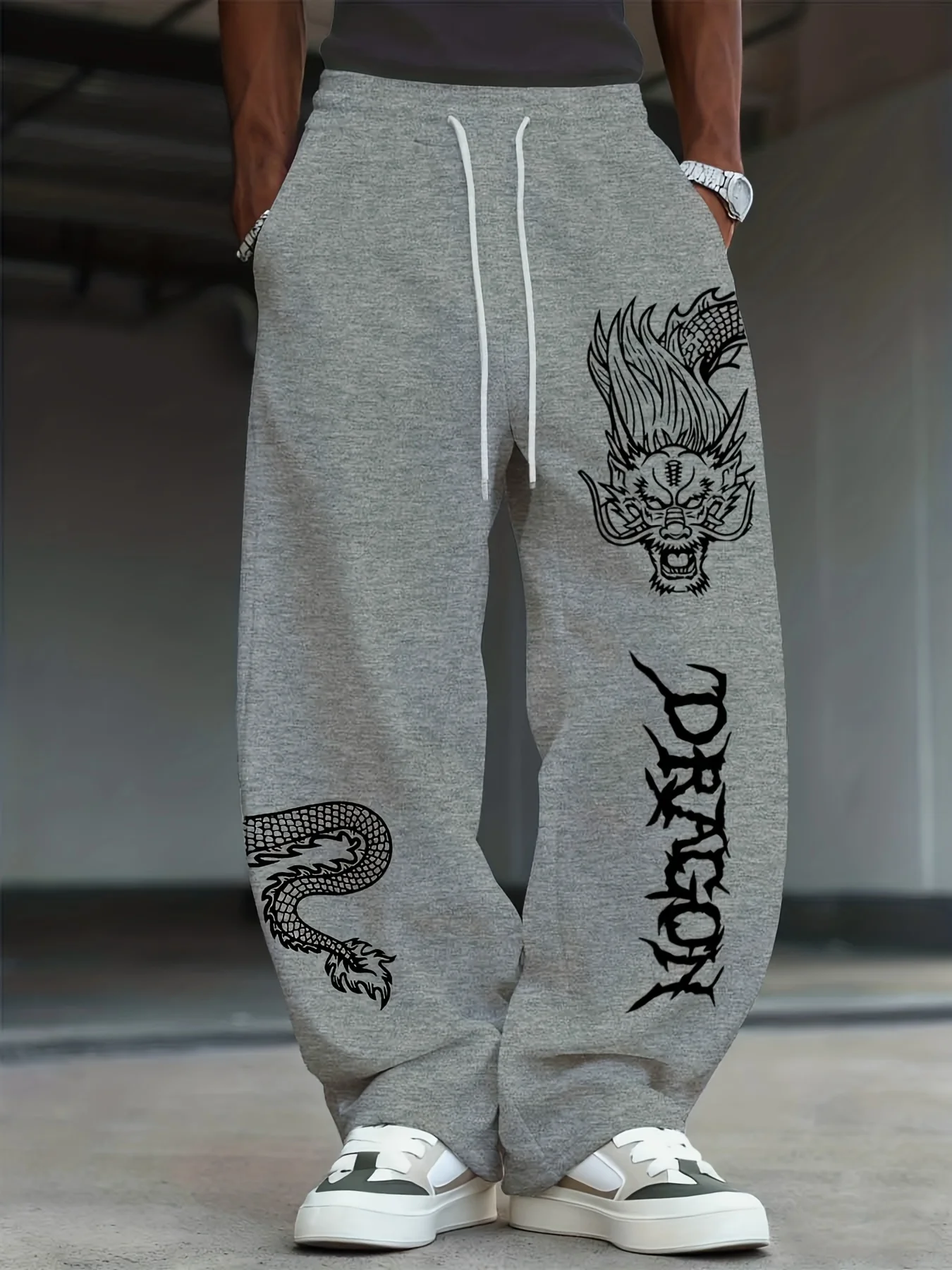 Pantalon Long de sport ample et décontracté pour hommes, motif Dragon Soaring, cordon de serrage, pour le printemps et l'automne, vêtements d'extérieur et de maison