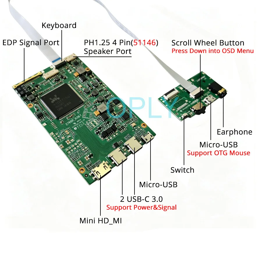 For LTN133YL01 LTN133YL03 LQ133Z1JW01 LQ156Z1JW02 Controller Board Kit Matrix 40 Pin EDP 3200*1800 3200x1800 USB-C 3.0 Mini-HDMI