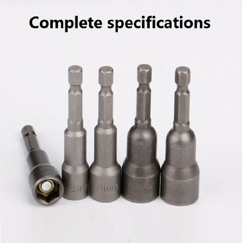 5Pcs/set Hex Socket Screw Sleeve 1/4in 6.35mm Strong Magnetic Hexagonal Driver Adapter Screwdriver Bits Sets Tools