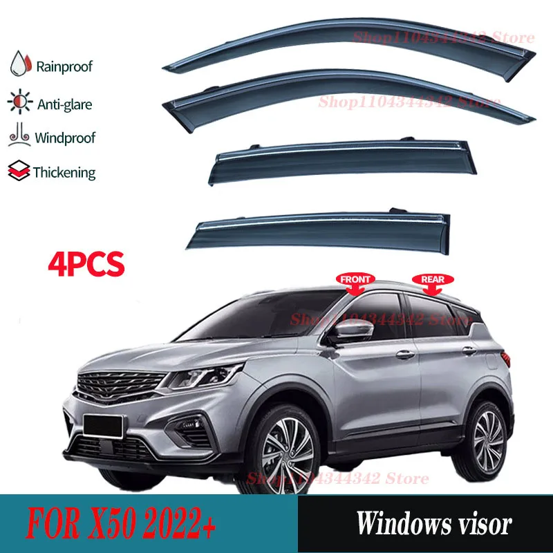 

For PROTON X50 2020+ Window visors Rain water prevention; Covering the sunlight; Anti fog; Snow prevention