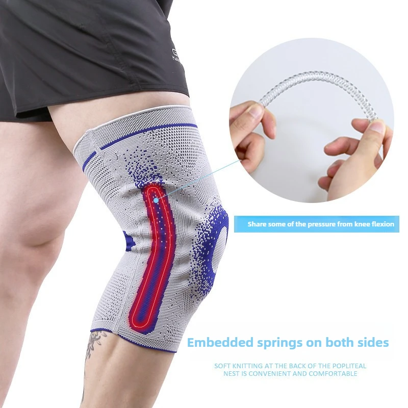 وسادات ركبة من النايلون السيليكون ثلاثية الأبعاد للحياكة المسطحة، قابلة للتنفس، ماصة للعرق، شريط زنبركي مرن مع فتحات تهوية #3