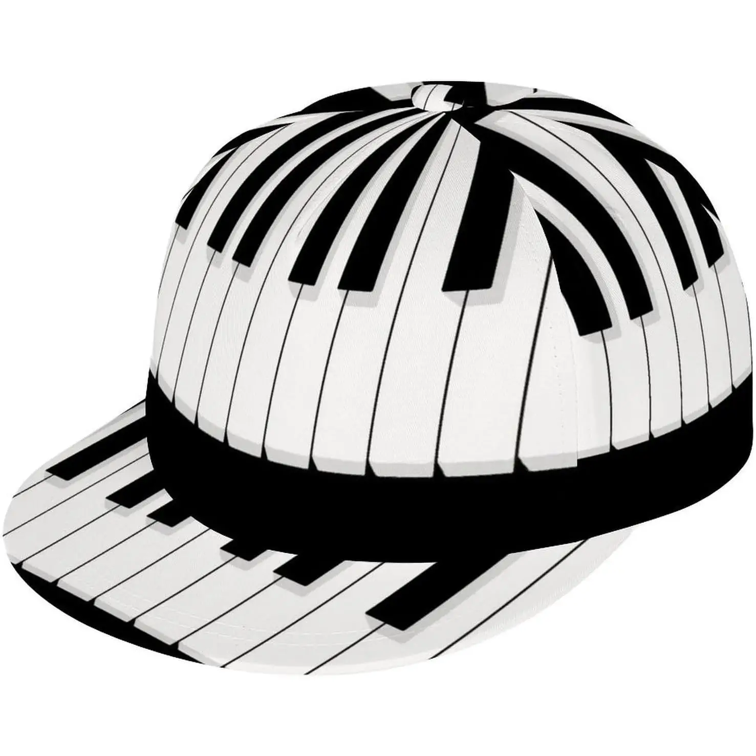 Black and White Piano Key Baseball Cap Men Women Adjustable Snap Baseball Cap Dad Cap for Fishing Tennis Outdoor