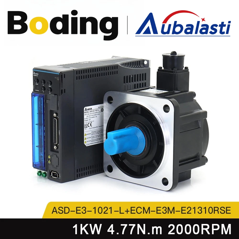 

Aubalasti 1KW AC Servo Motor Driver Kits 4.77N.m 2000rpm ASD-E3-1021-L + ECM-E3M-E21310RSE for CNC Engraver Machine