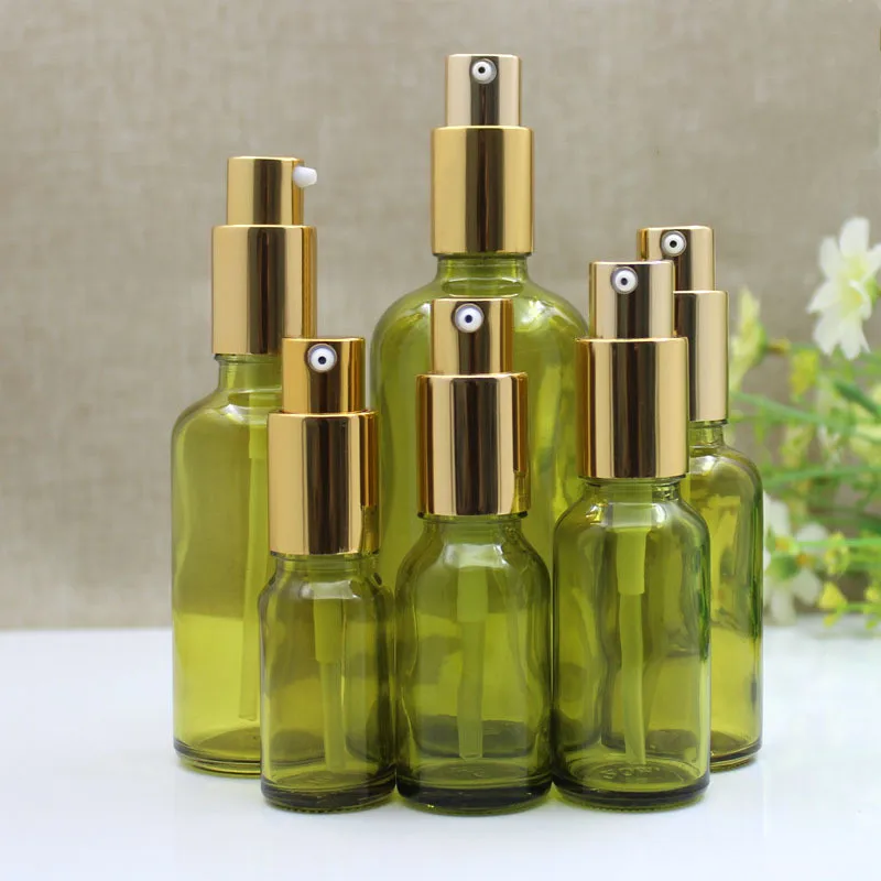 

1pcs 10-100ml Empty Glass Dropper Bottles Green Spray Bottle Perfume Vial Container for Essential Oil Lotion Cosmetics