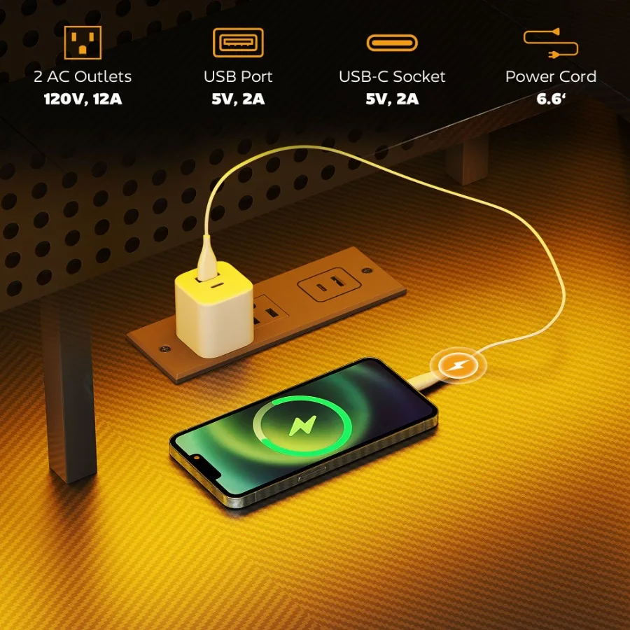 مكتب HOMCOM على شكل حرف L مقاس 59 بوصة مع مكتب زاوية تخزين مع أضواء LED ومنافذ طاقة للمكتب المنزلي ومساحة صغيرة باللون الأسود #5