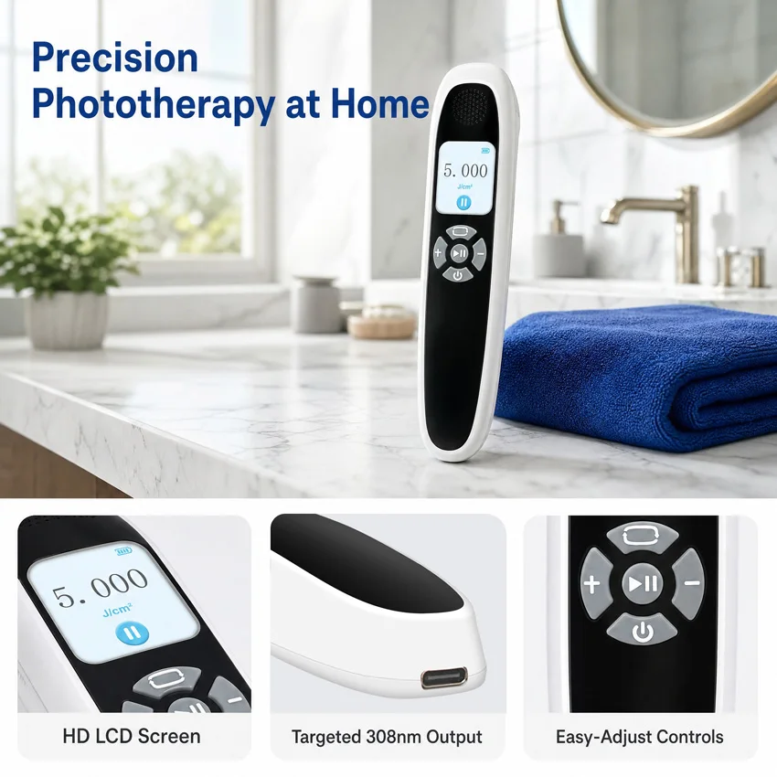 

Vitiligo Treatment 308nm UVB Lamp Professional Phototherapy Light for Skin White Spots Portable Handheld Device for Psoriasis and Eczema