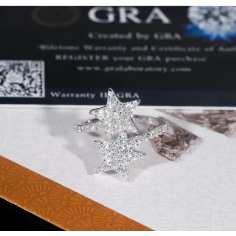 

Набор колец LYEE CYEE Star Stacking Rings | Кольца с моассанитами в стиле хип-хоп: серебро и золото | Набор из 4 предметов: Небесные украшения | Подарочная коробка