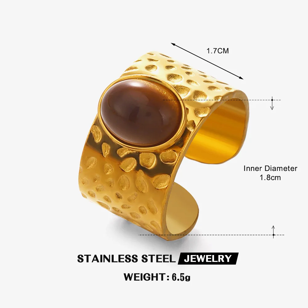 Minimalist Geometric Oval Rings Gold Plated Steel Hip Hop Adjustable Stackable Ring For Women Chic Statement Jewelry Gift