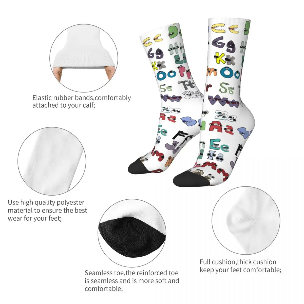 Cool Game Alphabet Lore A To Z Warm Socks Merch All Season Soft Middle Tube Socks Non-slip Suprise Gift for Women Men