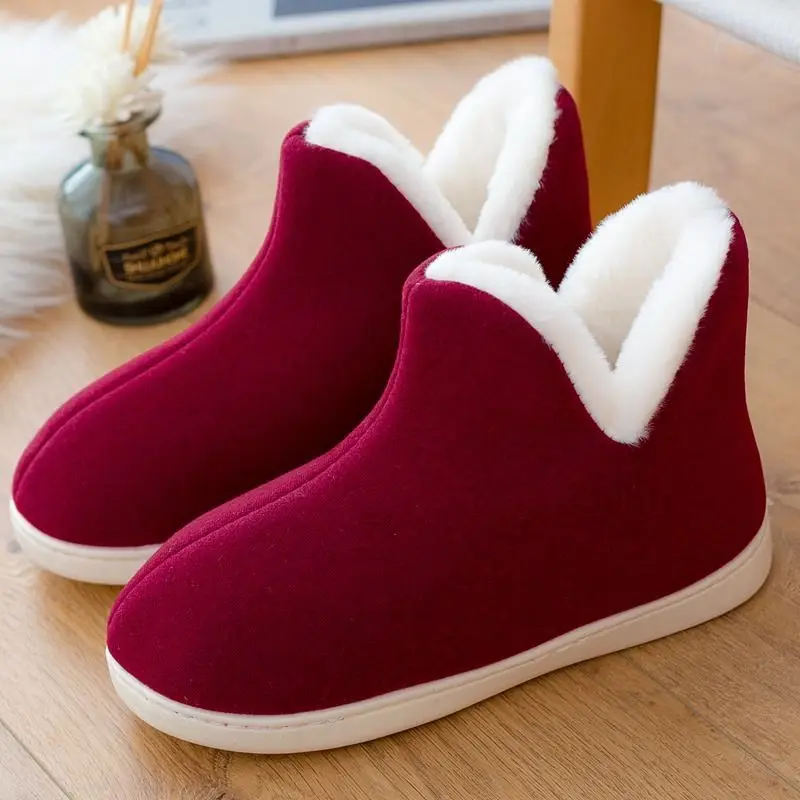 Men 2022 Spring Winter Warm Ankle Boots Indoor Plush Slipper Boots Cozy Home Furry Loafers Unisex Women Shoes