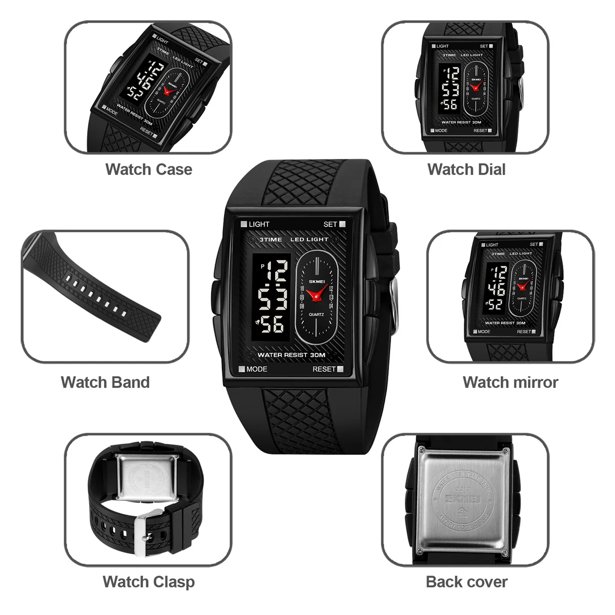 SKMEI Fashion Sports Watches For Man Business Orologi Digital Electronic Watch Waterproof Wristwatch Alarm Clock Horloges Mannen