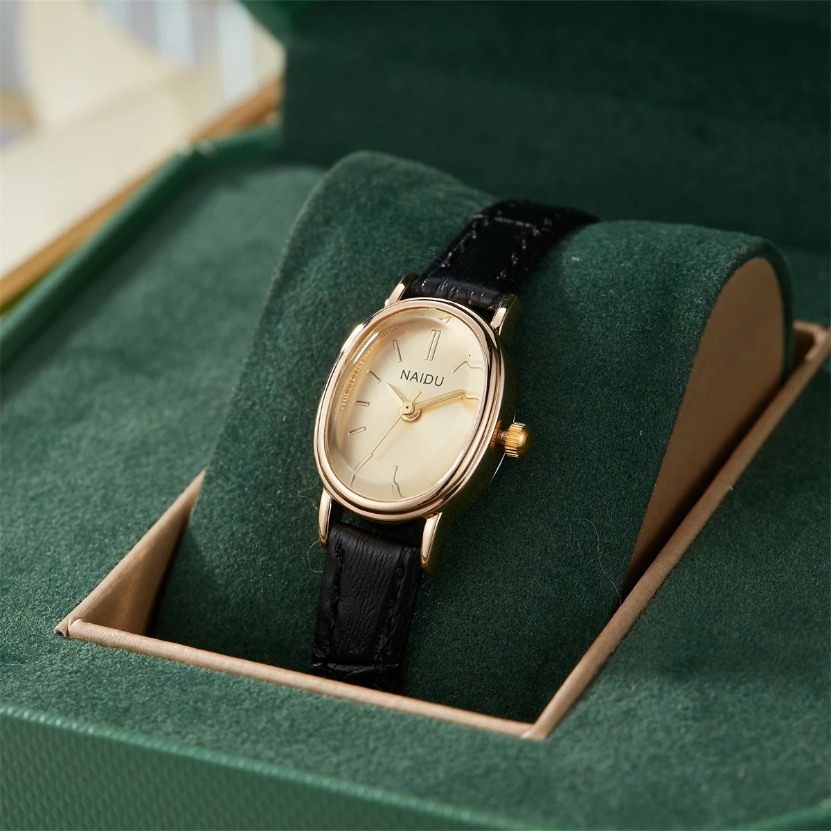 Elegant and Fashionable Ladies Watch Simple Smooth Dial Oval Case Ladies Quartz Watch