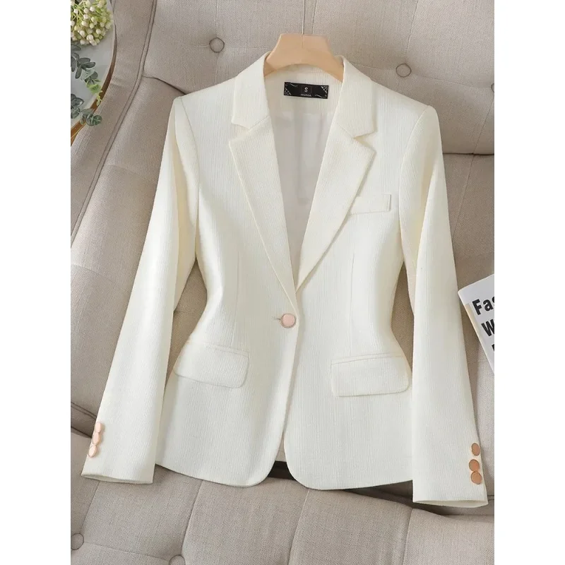 Blazer à carreaux à manches longues pour femmes, vert, abricot, beige, vêtements de travail d'affaires, veste formelle mince pour dames, automne, hiver