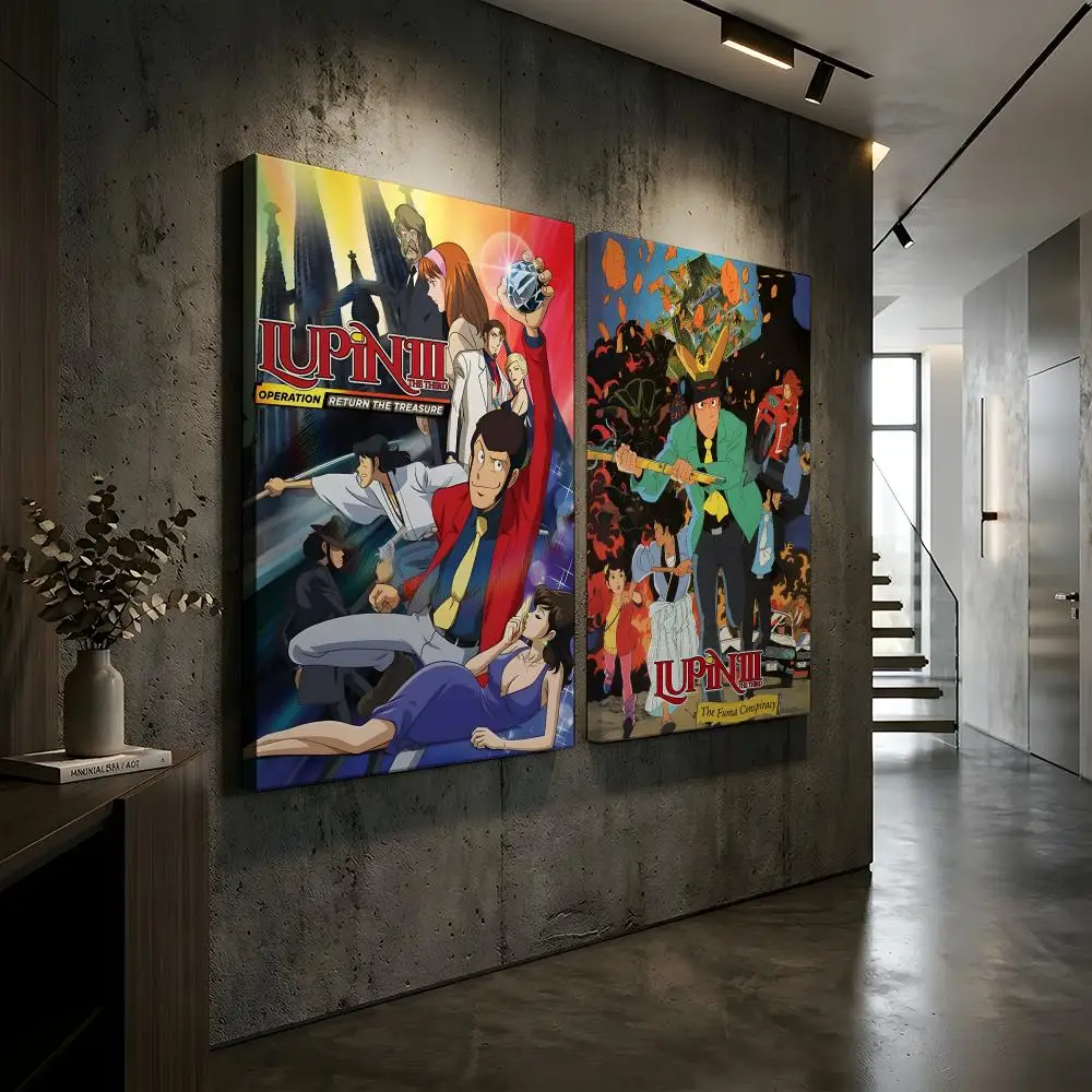 Lupin The Third Anime Framed Wall Painting Framed Canvas Wall Art Waterproof Wall Decor For Living Room Bedroom