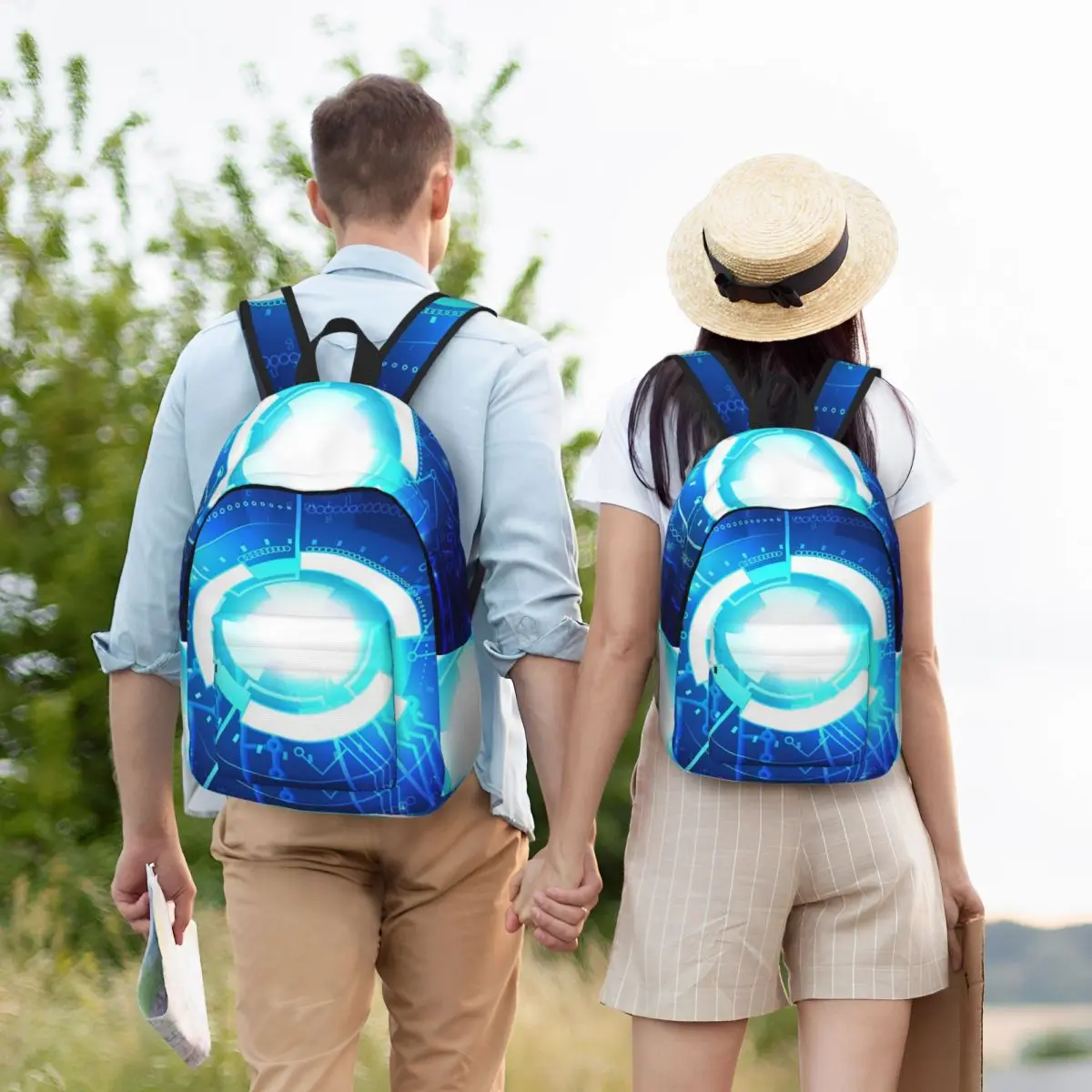 

Glowing High Tech With Power Lines And Matrix Backpack Student Boys Girls BookBag Children School Bag Laptop Shoulder Bags