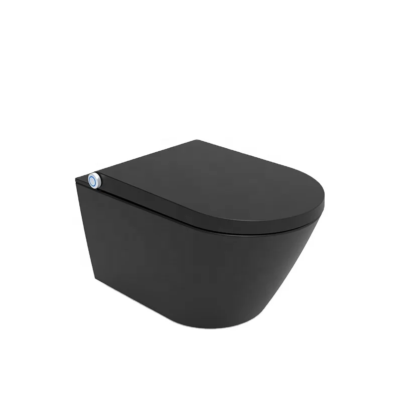 2026 Modern European Bathroom Hanging Intelligent Wc Toilet Set Automatic Flush Wall Hung Matt Black Smart Toilet With Bidet
