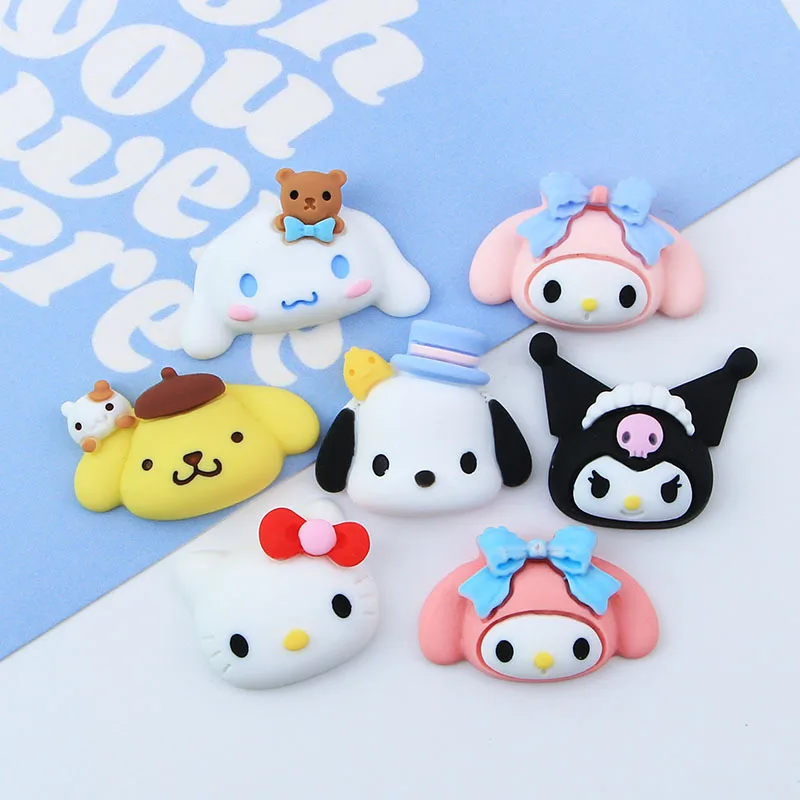 7Pcs/Set 2CM Kawaii DIY Accessories Hello Kitty Sanrio Kuromi Cinnamoroll Anime Cute Water Cup Phone Case Decor Toys for Girls