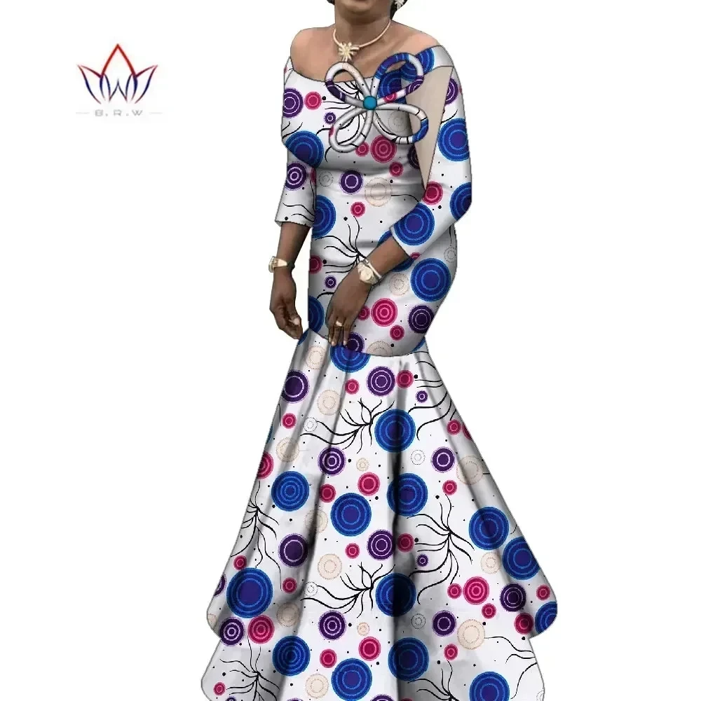 Bintarealwax женское платье нигерийское платье больших размеров традиционное Анкара женское элегантное платье Дашики женские вечерние длинные платья WY10175