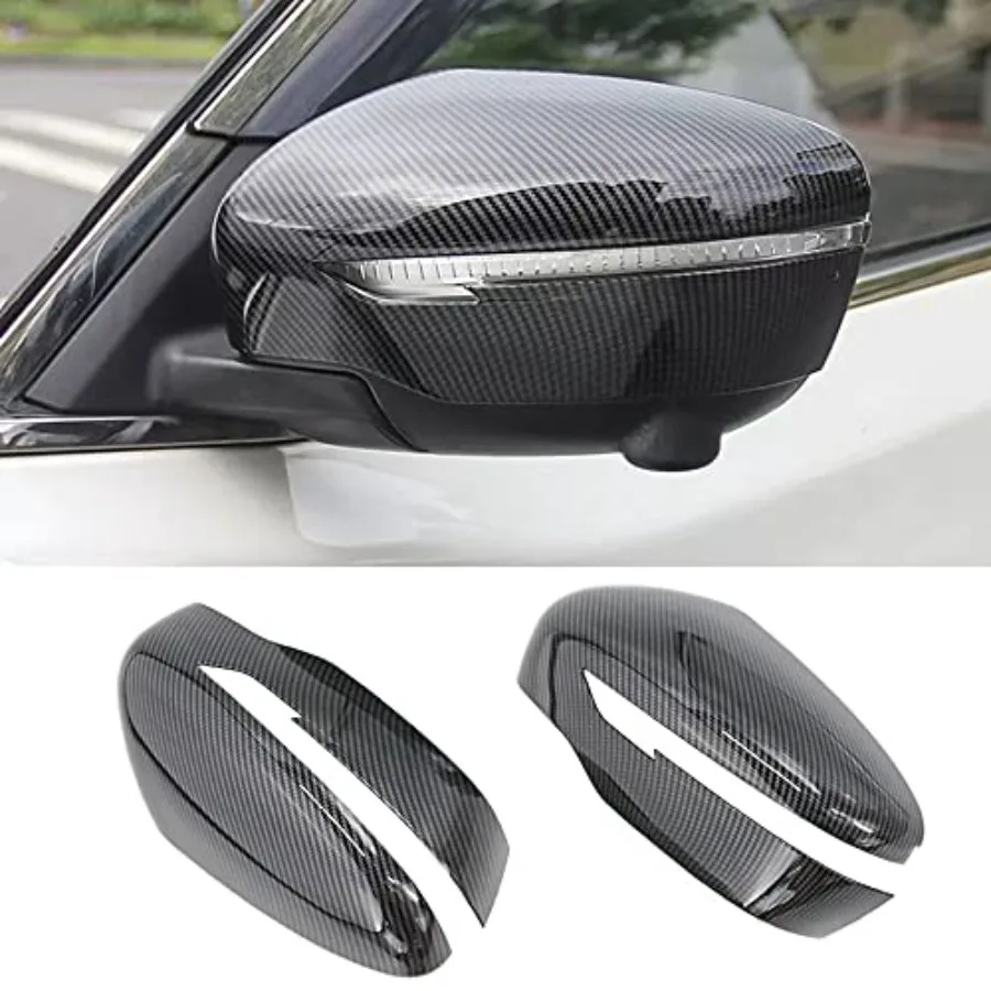 

2PCS ABS Carbon Fiber Style Rearview Mirror Cover Trim Door Side Moulding Trim for Nissan Rogue 2014-2020 Rogue Sport 2017-2022