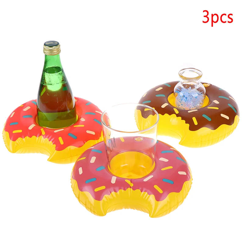 Donuts Inflatable Water Drink Floating Cup Holder Circle For Beach Swimming Pool Party Decorations Float Toy Bar Coasters