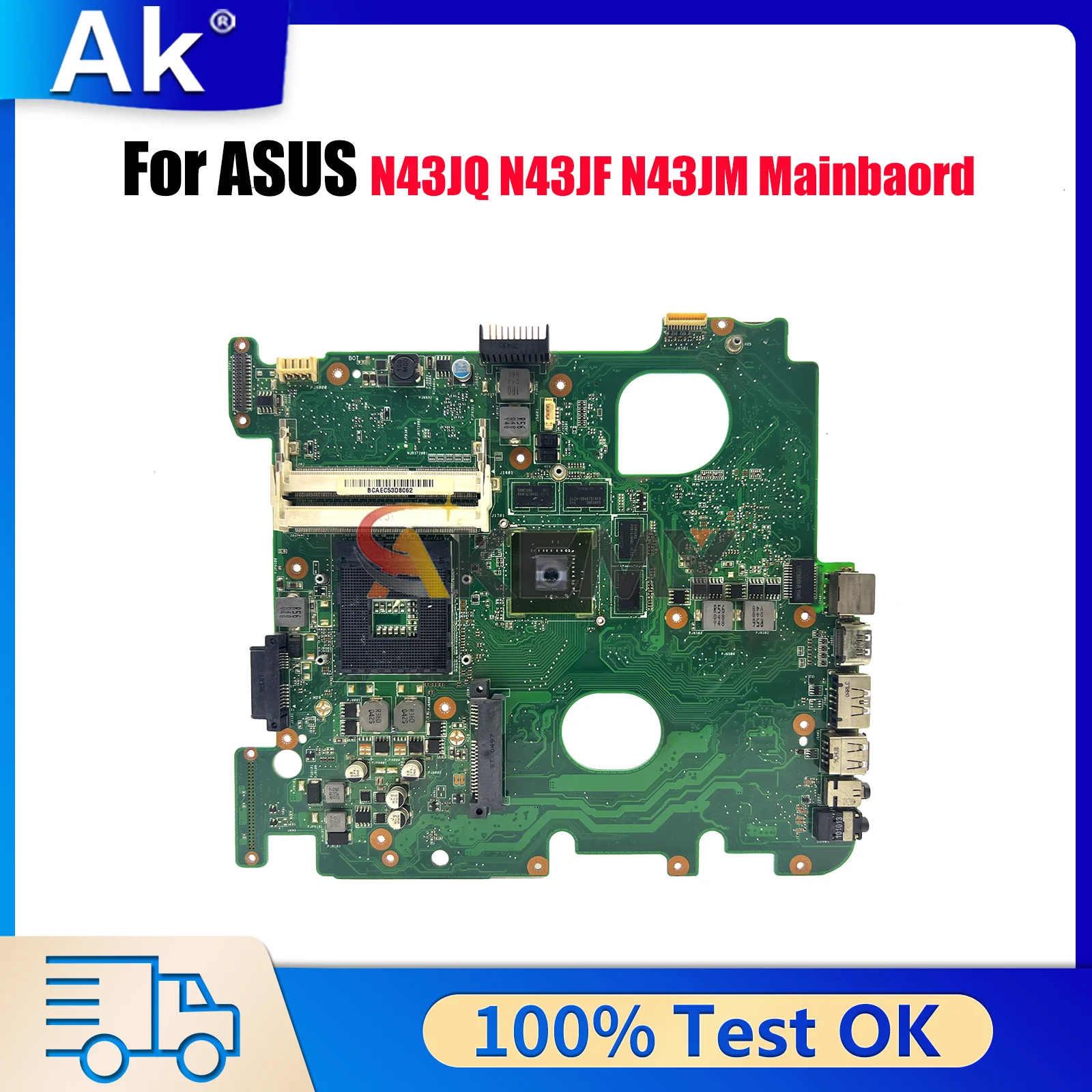 

N43JQ Laptop Motherboard For ASUS N43JM N43J N43JQ N43JF Notebook Mainboard This item is in stock 100% tests OK fast shipping