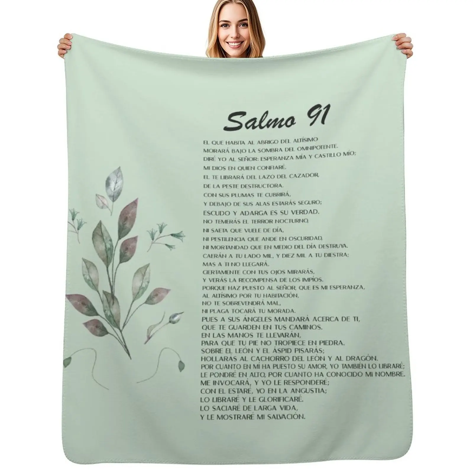 

Salmo 91, Spanish Bible Verse Throw Blanket Furry sofa bed christmas gifts Bed Fashionable Blankets