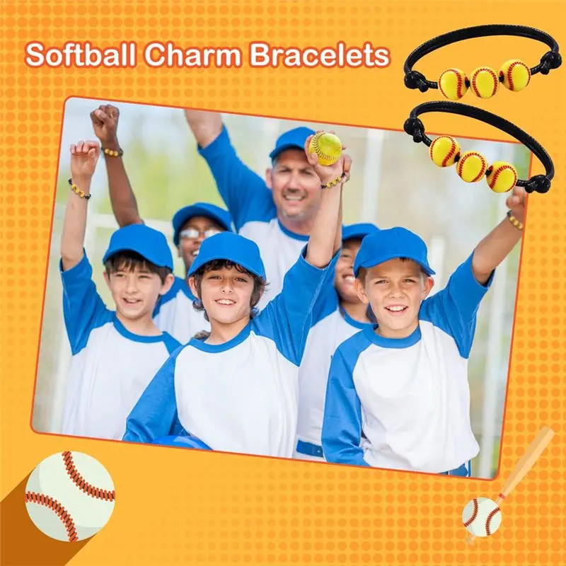 ABST 20 Pack Softball Bracelet Party Favors Softball Beads Friendship Bracelets Adjustable Beaded Bracelet Softball Gifts