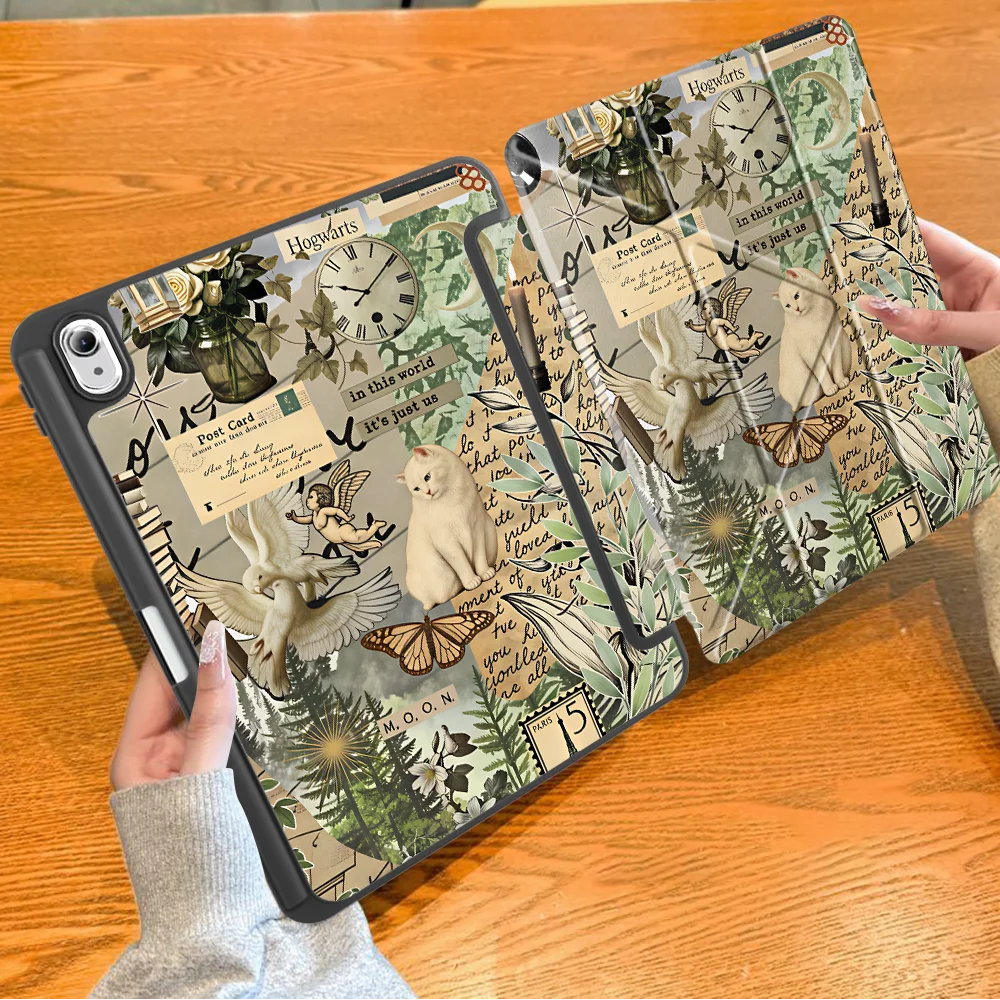 Retro Botanical Decor Print Tablet Case For Samsung For Galaxy Tab S7+ S8+ 12.4 inch S10+ S6 Lite 10.4 inch S10 A11 Plus S7 FE