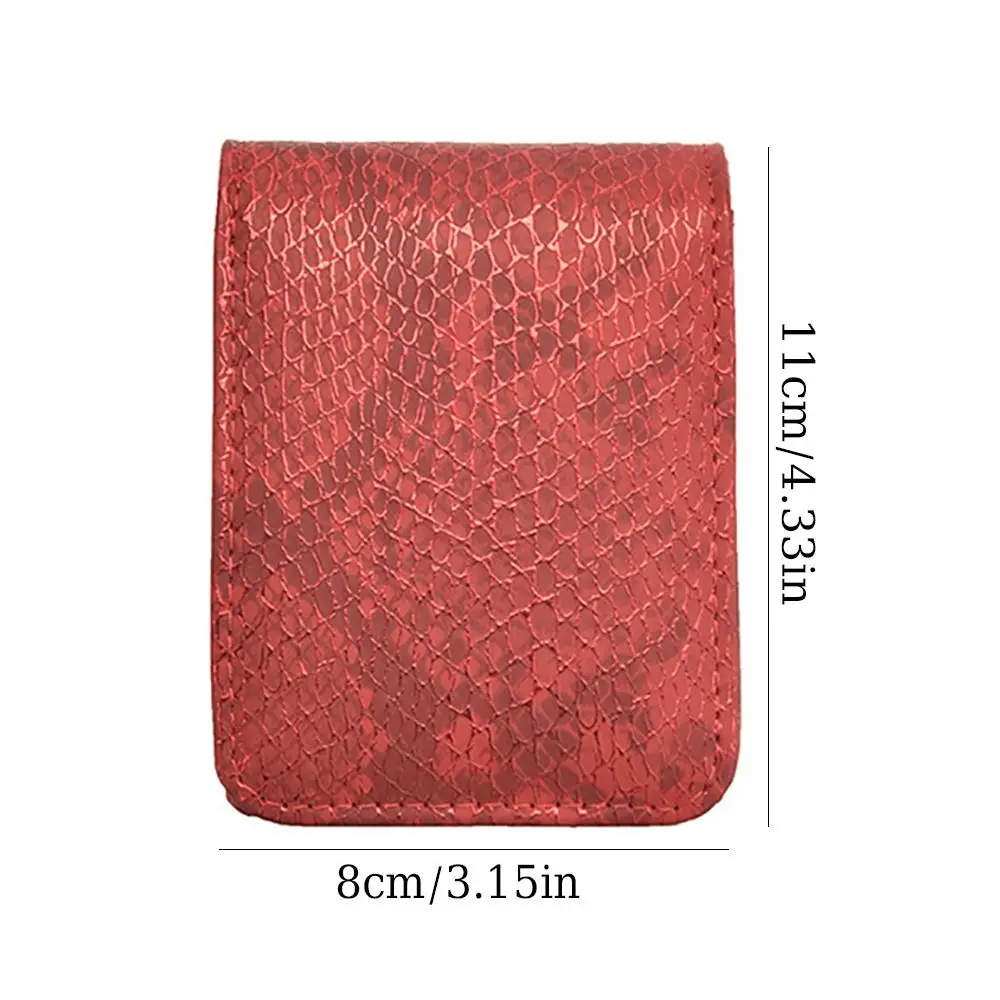 Durable PU Leather Lipstick Bag With Mirror Mini Lipstick Pouch Snap Button Lipstick Protective Cover
