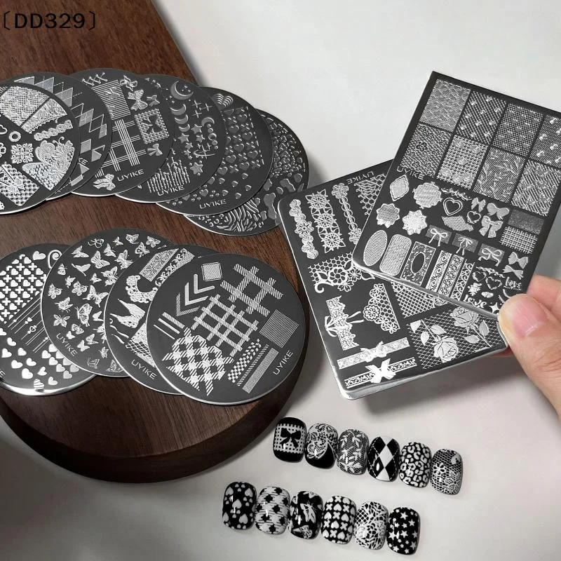 12Pcs New Model Nail Stamping Plate Stainless Steel Nail Art Template Bow Floral French Tip Heart Manicure ToolDD329
