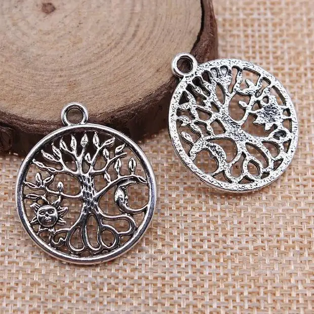 

5pcs 36*30mm Alloy Charm Sun Moon Tree Tibetan Silver Pendant EF3718