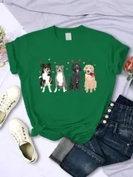 Cartoons Women T-Shirts Lovely Dogs & Heart Cute Printed Tops O-Neck Comfortable Soft Tee Shirts Summer Casual Female Clothes