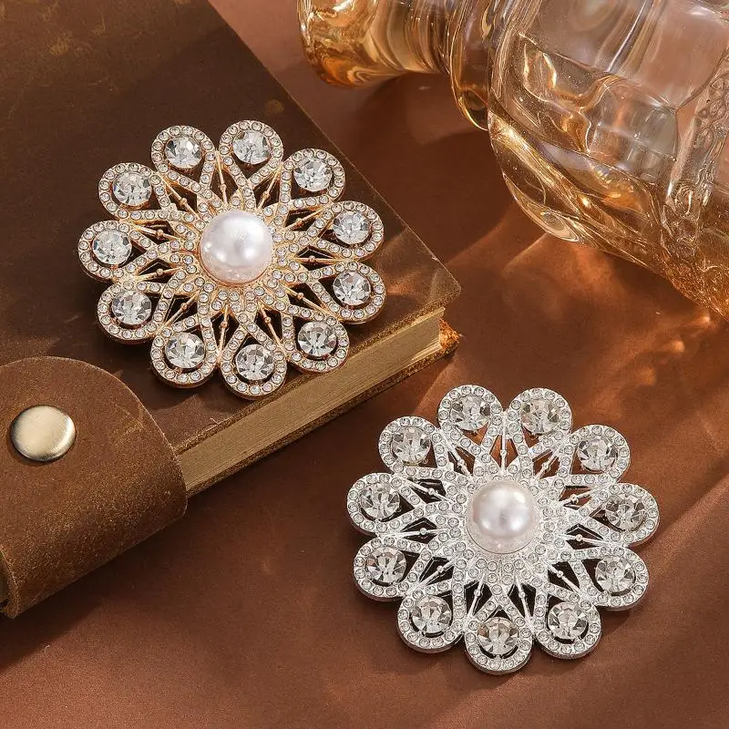 Fashion Rhinestone Pearl Sun Style Brooches For Women Dress Clothing Coat Jewelry Accessries Gifts