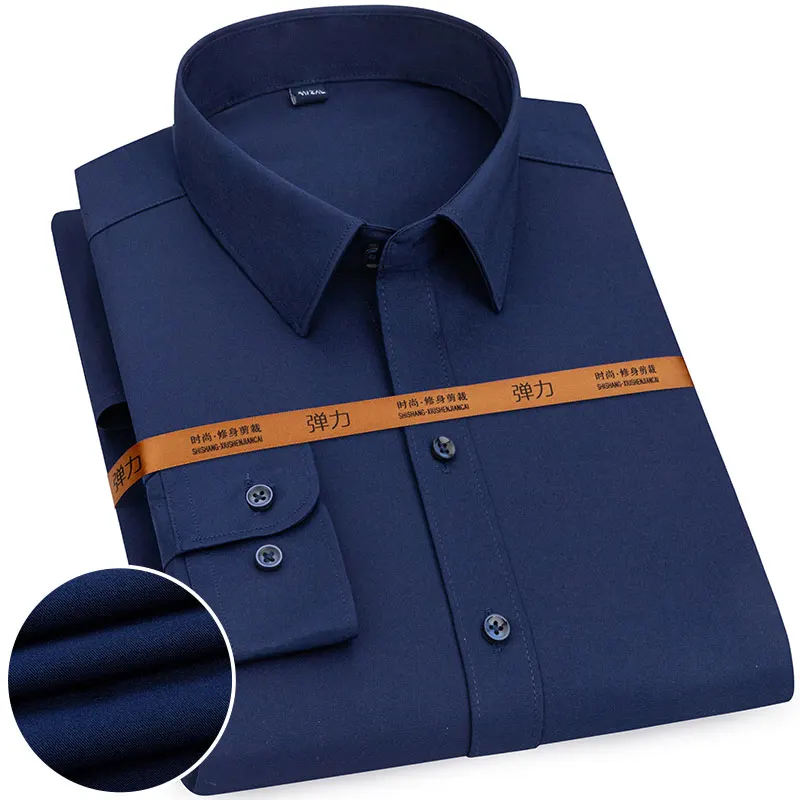 2024 new solid color non-ironing professional formal wrinkle-resistant men\'s long-sleeved business casual social shirt