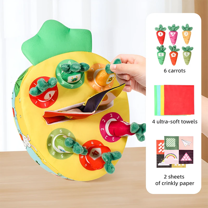 

Игрушки Монтессори: плюшевая сенсорная игрушка-морковка для малышей, развивающая игра-головоломка, обучающие игрушки для детей