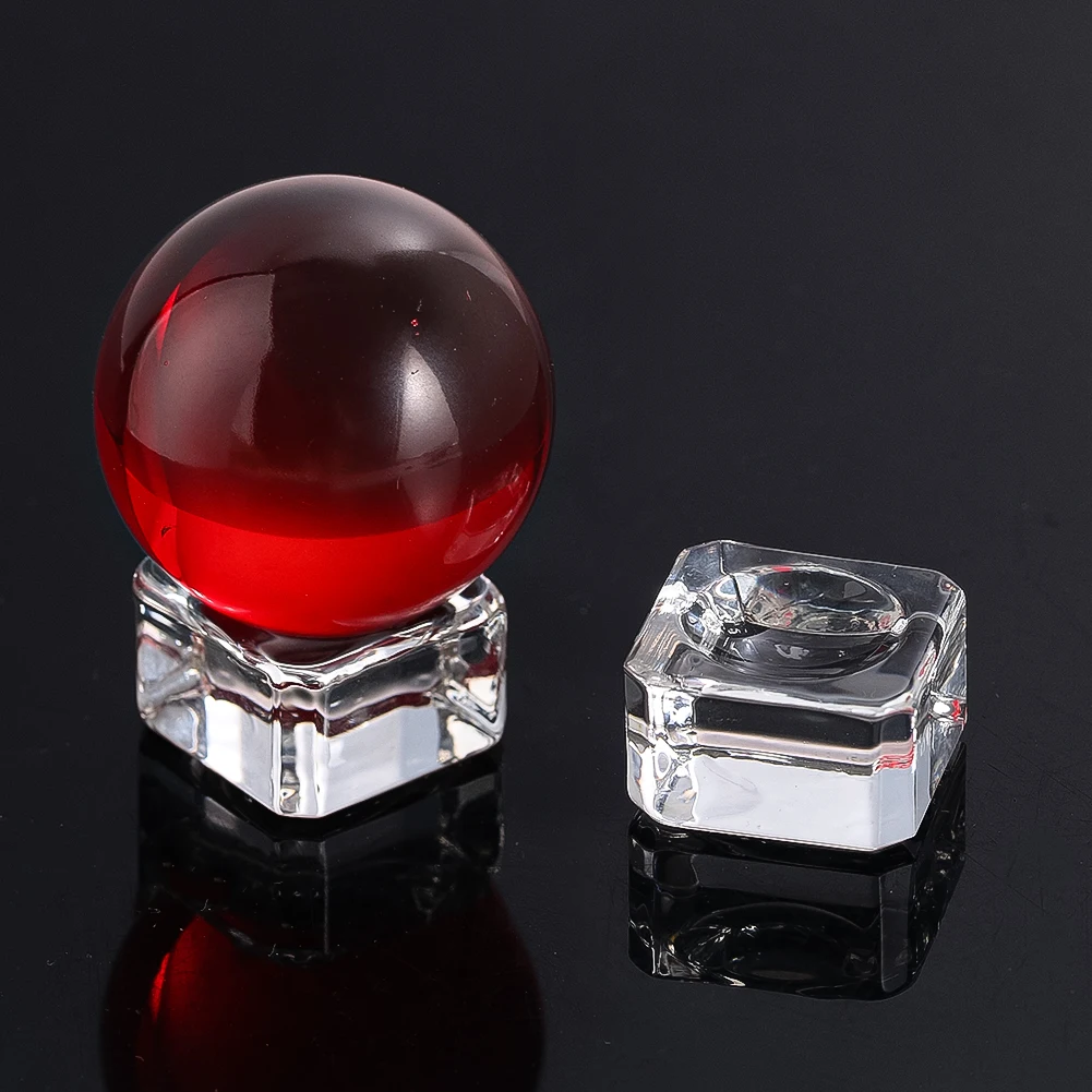 40mm Red K9 Crystal Ball Sphere Paperweight Suncatcher Display Stand Holder Fengshui Decorative Ball Photography Prop Home Decor