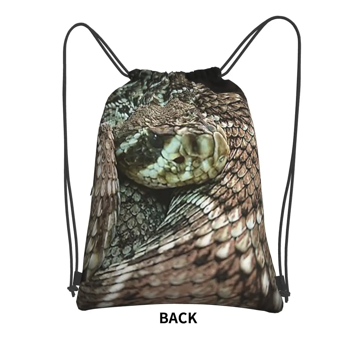 Snake, Coiled Diamondback Rattlesnake Backpacks Multi-function Drawstring Bags Sports Bag Book Bags for Travel Students